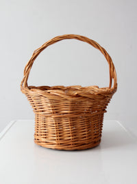 vintage round wicker gathering basket