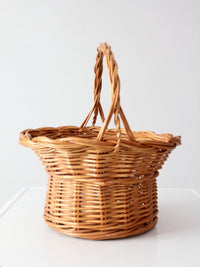 vintage round wicker gathering basket