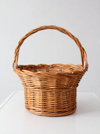 vintage round wicker gathering basket