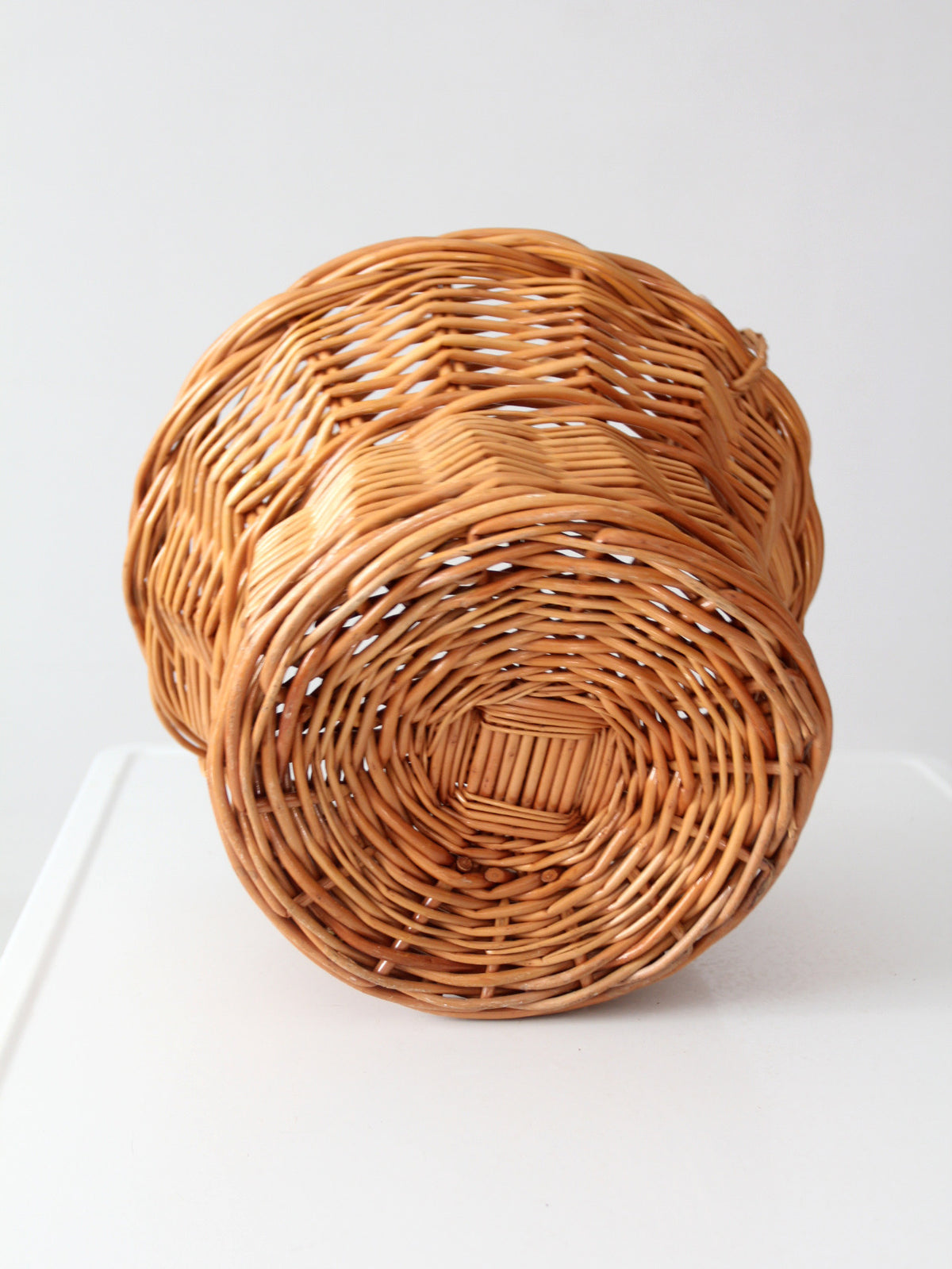 vintage round wicker gathering basket