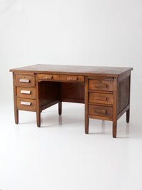 antique oak double pedestal desk