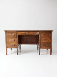 antique oak double pedestal desk