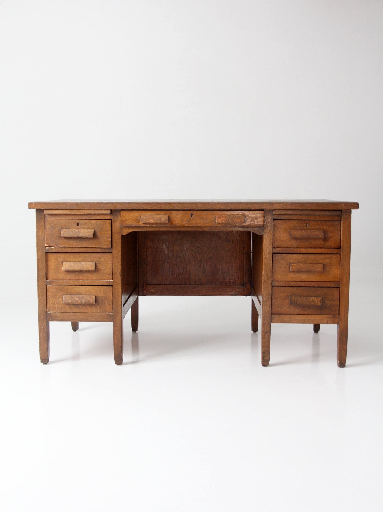 antique oak double pedestal desk