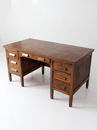 antique oak double pedestal desk