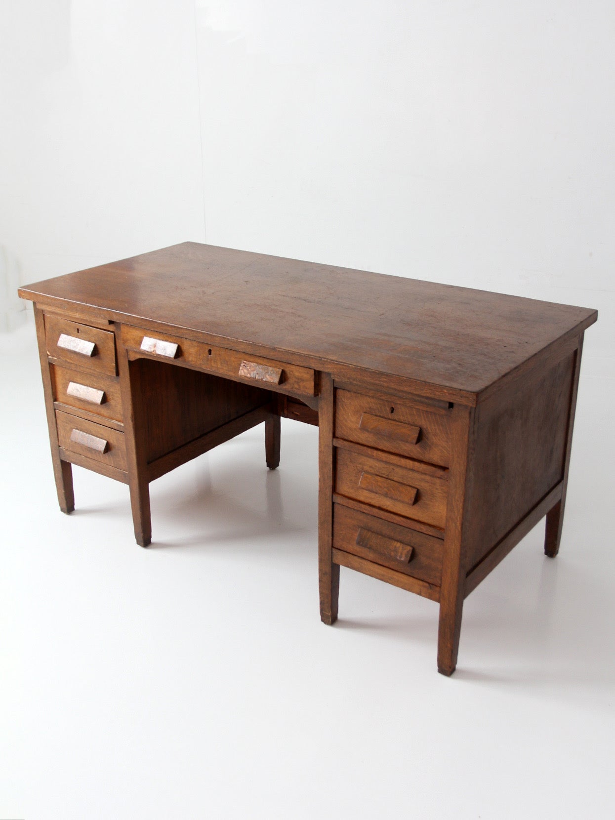 antique oak double pedestal desk