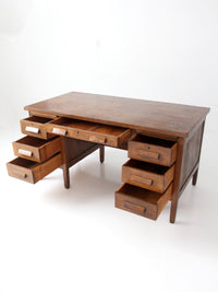 antique oak double pedestal desk