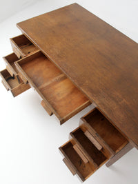 antique oak double pedestal desk