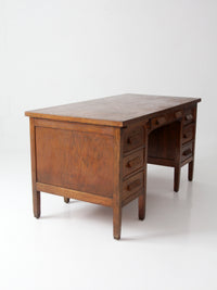 antique oak double pedestal desk