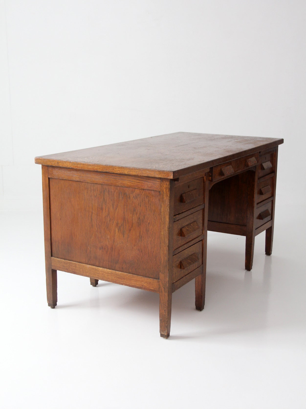 antique oak double pedestal desk