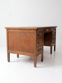 antique oak double pedestal desk