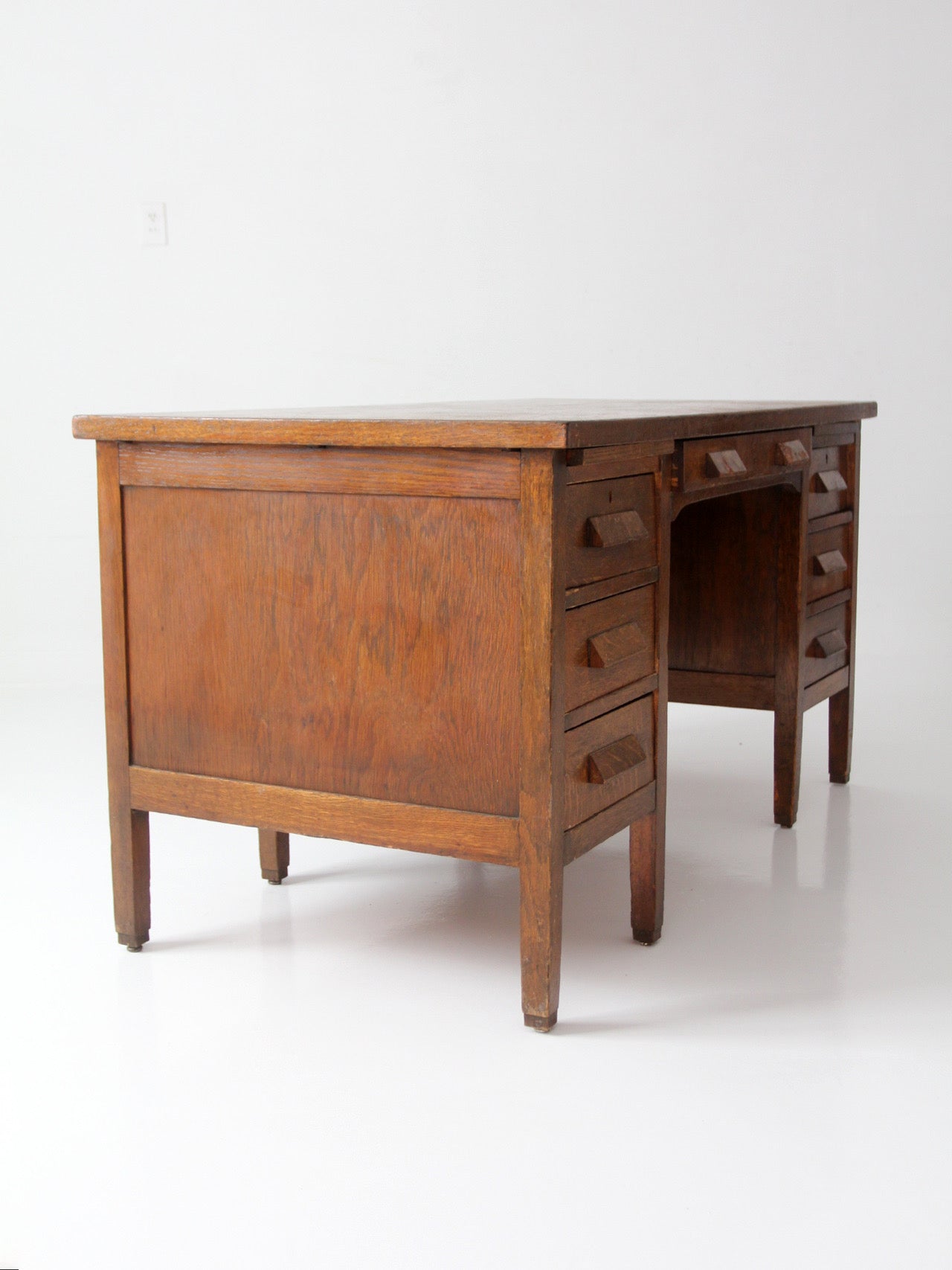 antique oak double pedestal desk