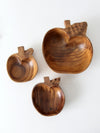 vintage apple shape wood bowl set