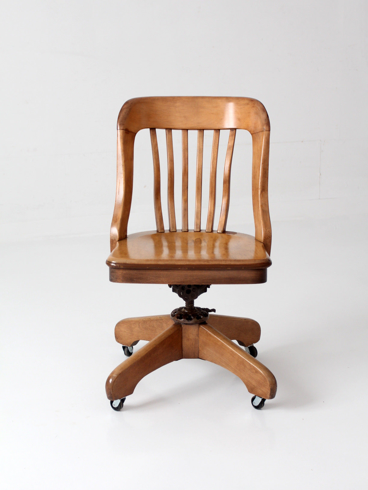 antique Spitzers wood swivel desk chair