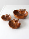 vintage apple shape wood bowl set