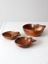 vintage apple shape wood bowl set