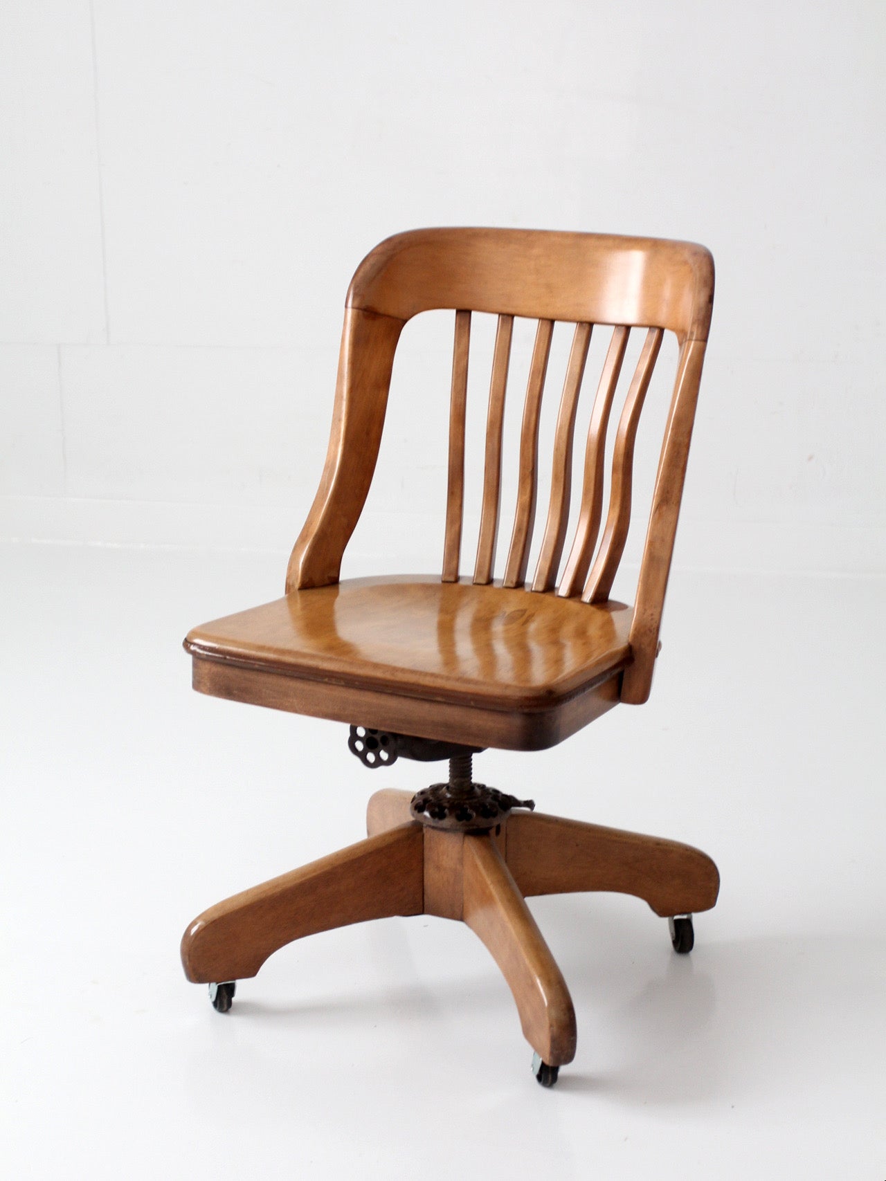 antique Spitzers wood swivel desk chair