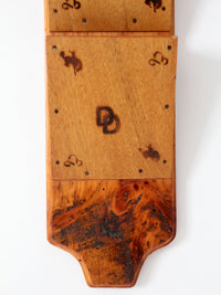 vintage handmade western wood wall organizer with horseshoe