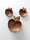 vintage apple shape wood bowl set