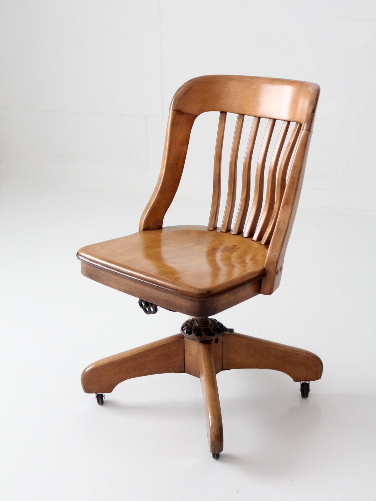 antique Spitzers wood swivel desk chair