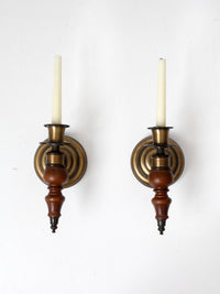 pair of vintage Colonial Revival wood candle wall sconces