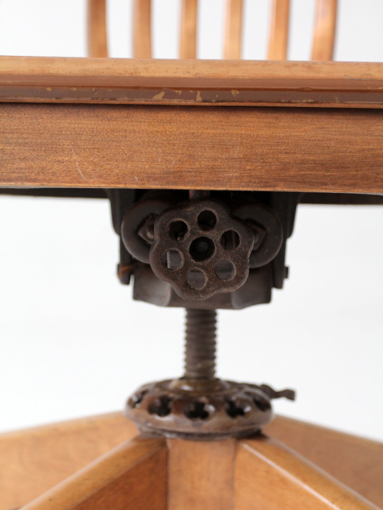 antique Spitzers wood swivel desk chair