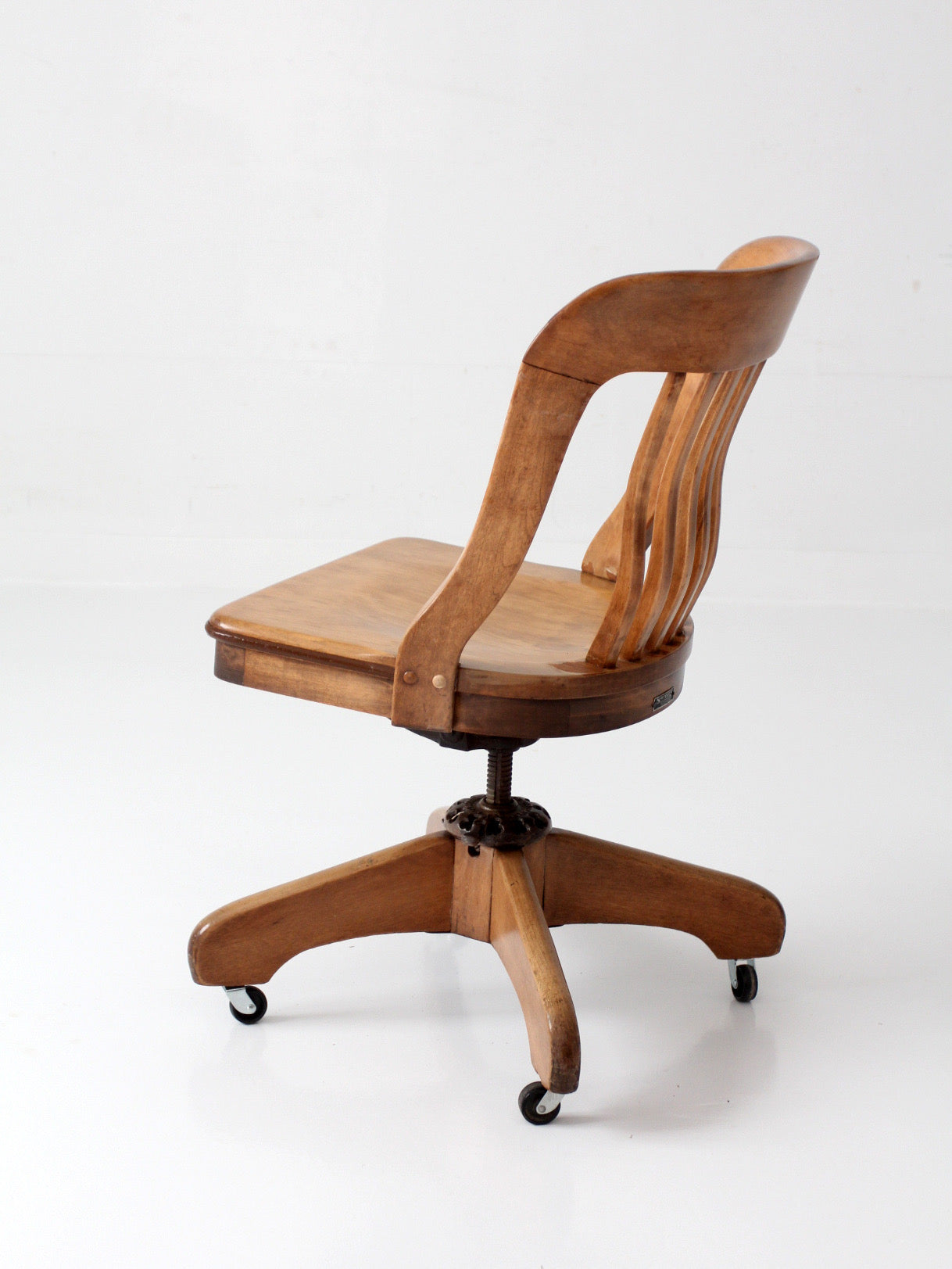 antique Spitzers wood swivel desk chair
