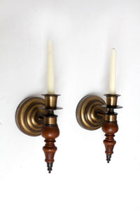 pair of vintage Colonial Revival wood candle wall sconces