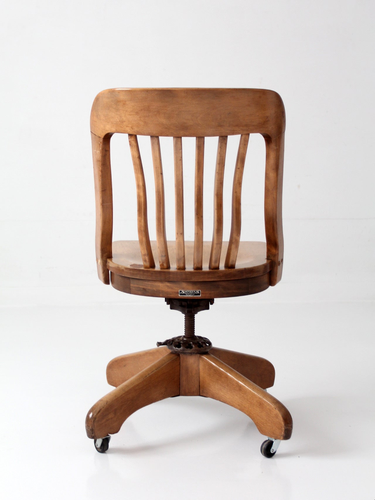 antique Spitzers wood swivel desk chair