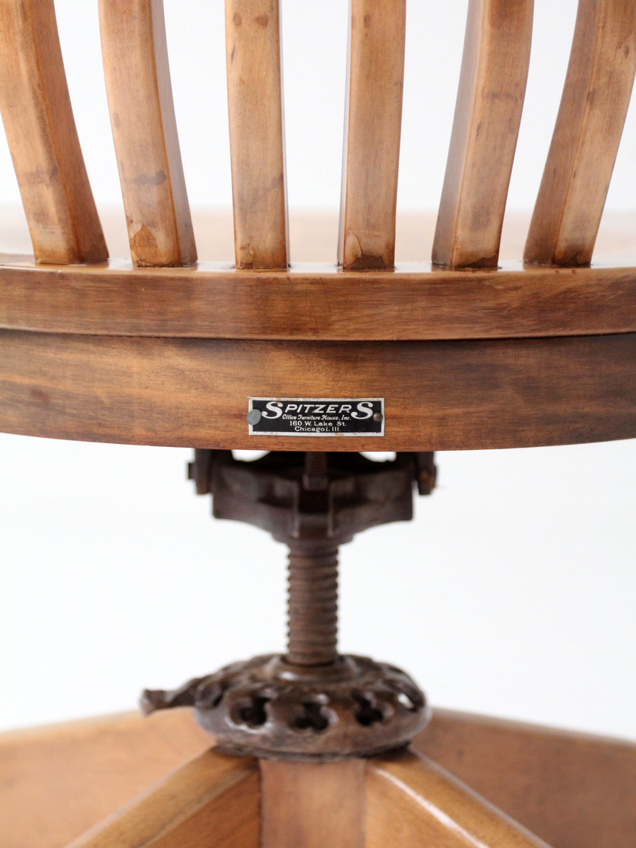 antique Spitzers wood swivel desk chair