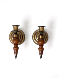 pair of vintage Colonial Revival wood candle wall sconces