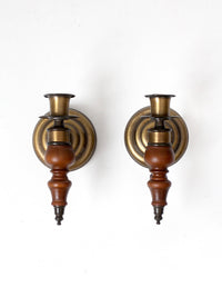 pair of vintage Colonial Revival wood candle wall sconces