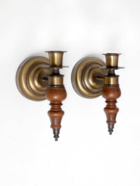 pair of vintage Colonial Revival wood candle wall sconces