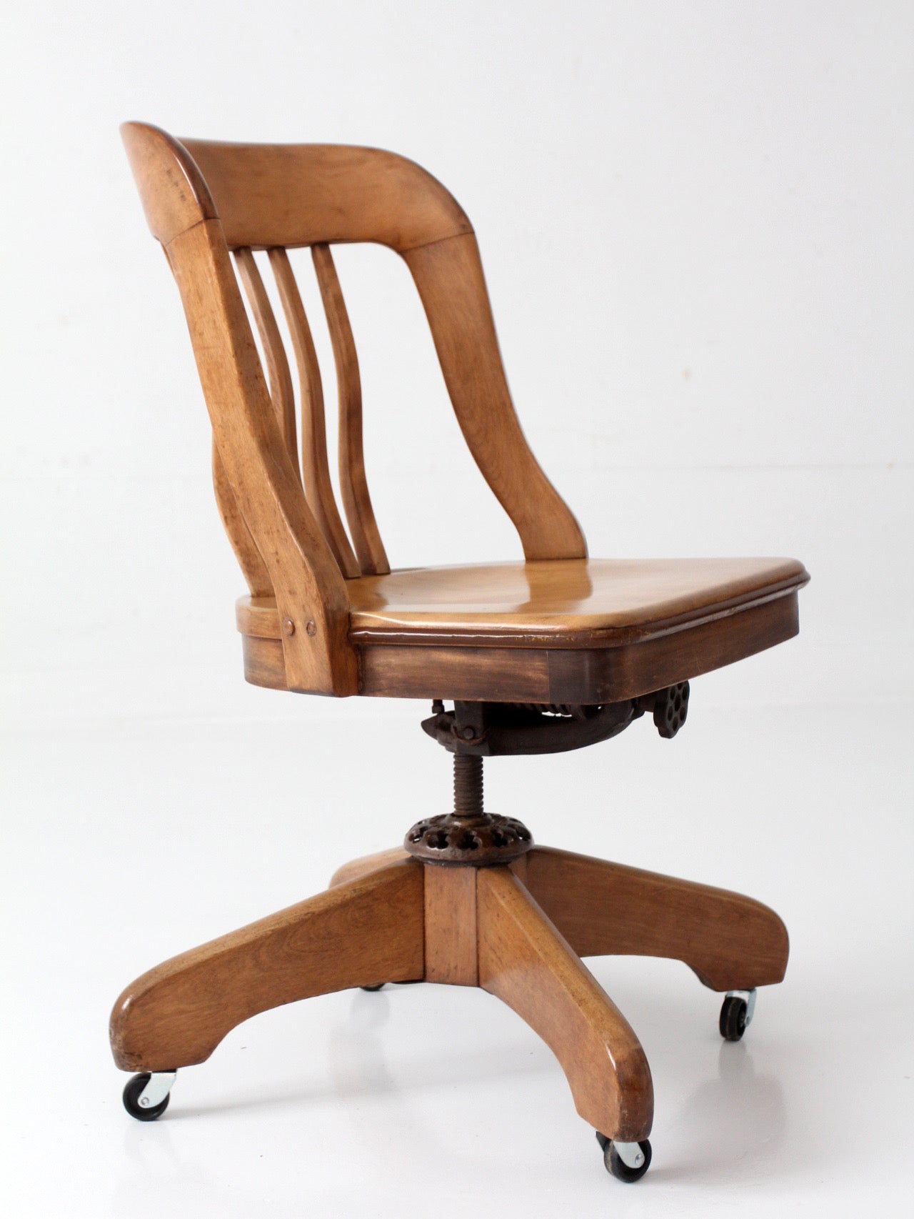 antique Spitzers wood swivel desk chair