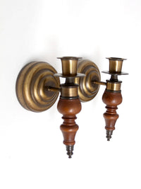 pair of vintage Colonial Revival wood candle wall sconces
