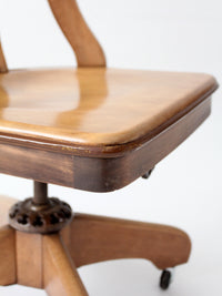 antique Spitzers wood swivel desk chair
