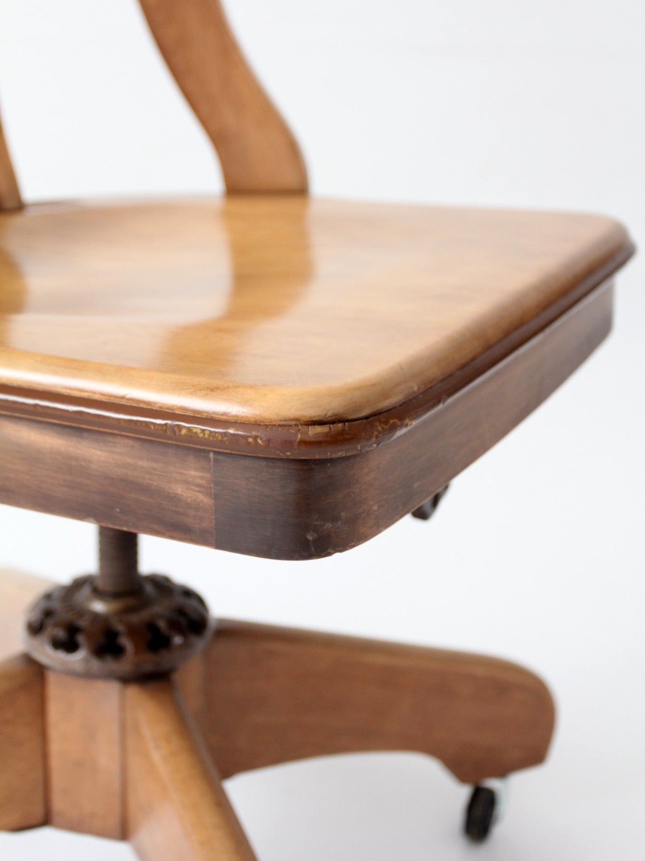 antique Spitzers wood swivel desk chair
