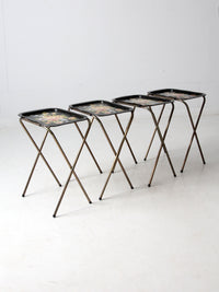 mid century floral tv trays set of 4