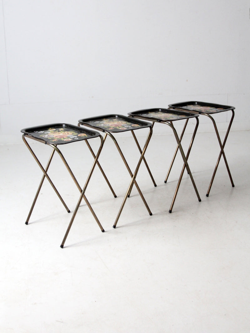 mid century floral tv trays set of 4