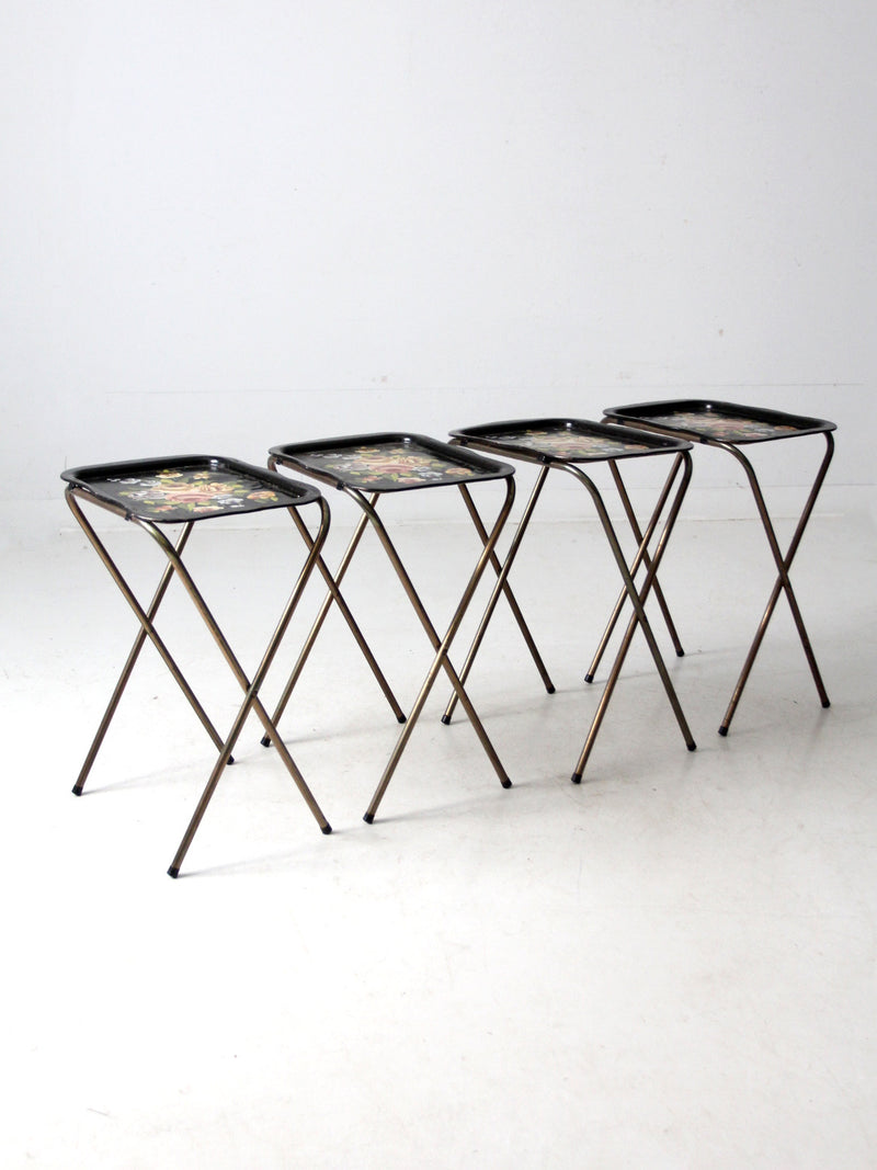 mid century floral tv trays set of 4