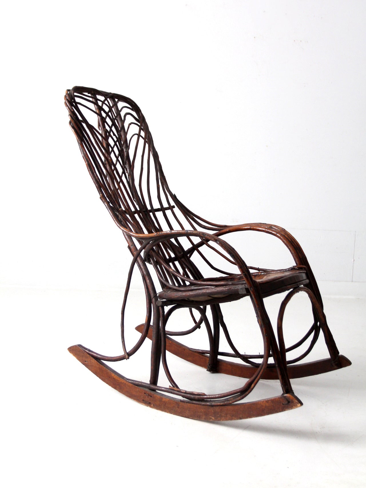 antique Adirondack twig rocking chair