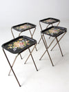 mid century floral tv trays set of 4