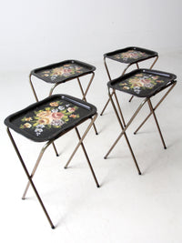 mid century floral tv trays set of 4