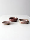 set of 3 vintage studio pottery bowls