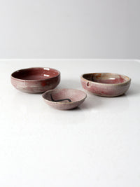 set of 3 vintage studio pottery bowls