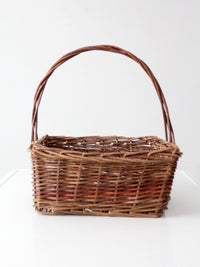 vintage rustic woven willow market basket with handle