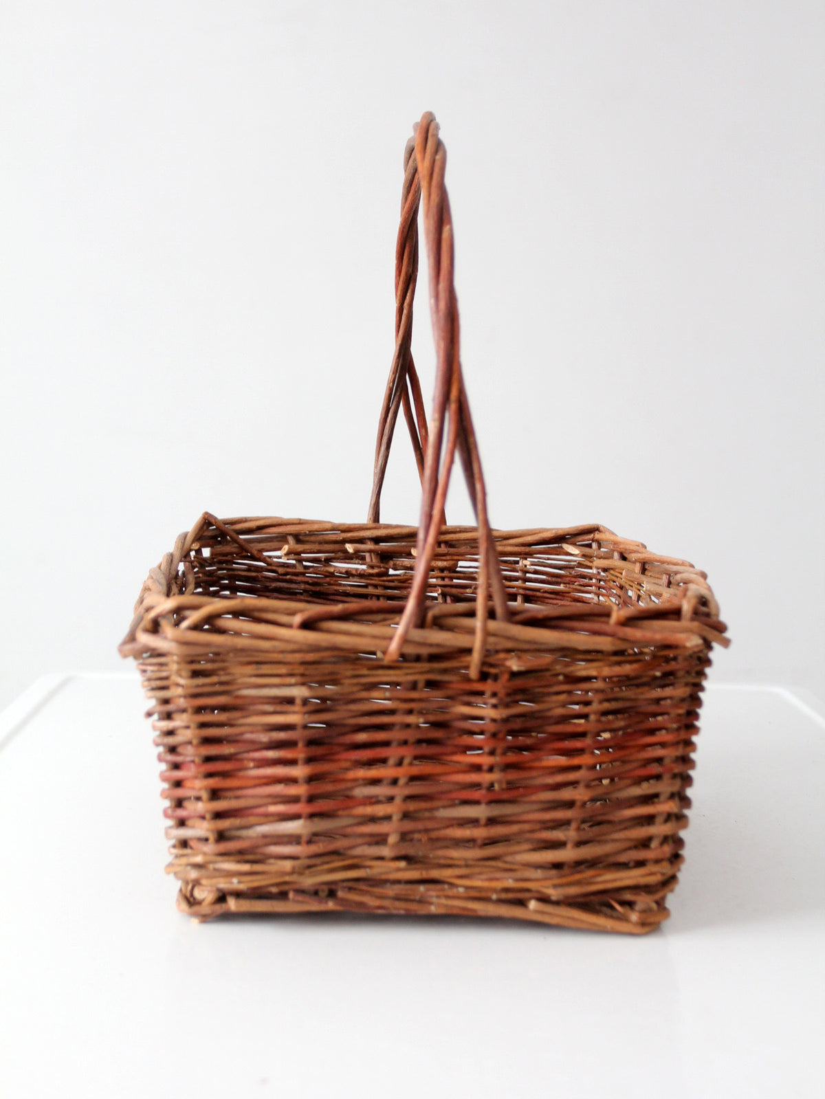 vintage rustic woven willow market basket with handle