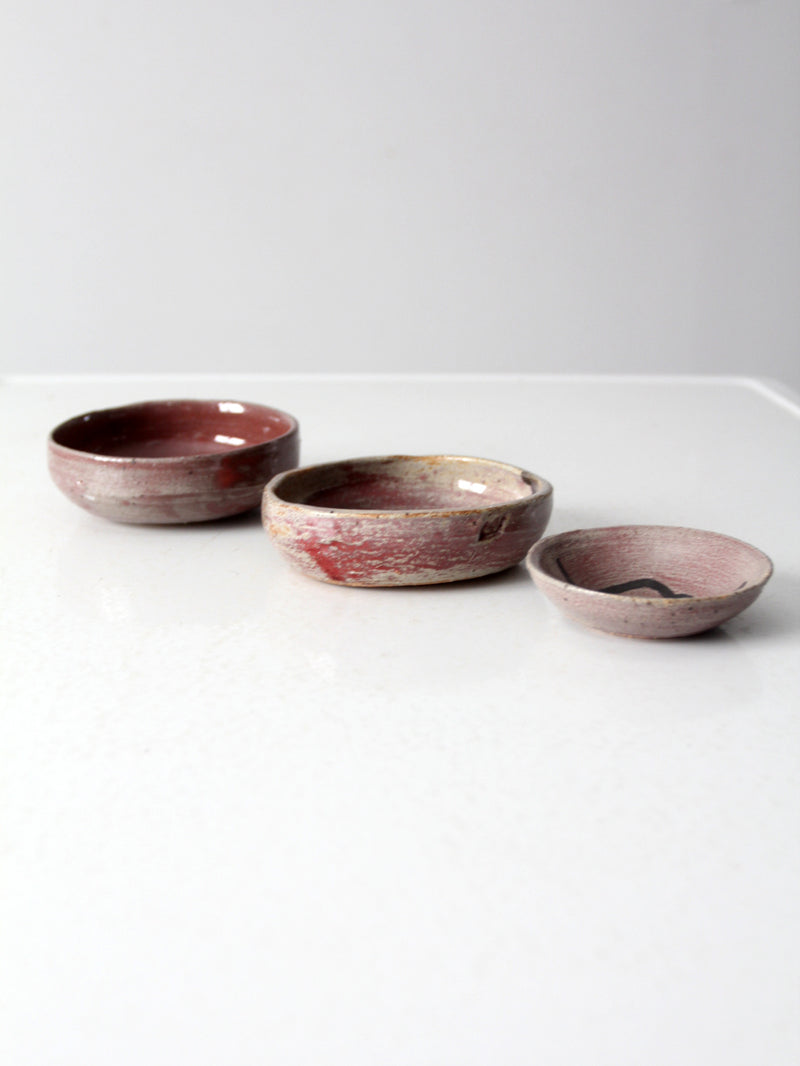 set of 3 vintage studio pottery bowls