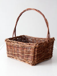vintage rustic woven willow market basket with handle