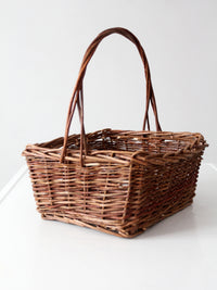 vintage rustic woven willow market basket with handle
