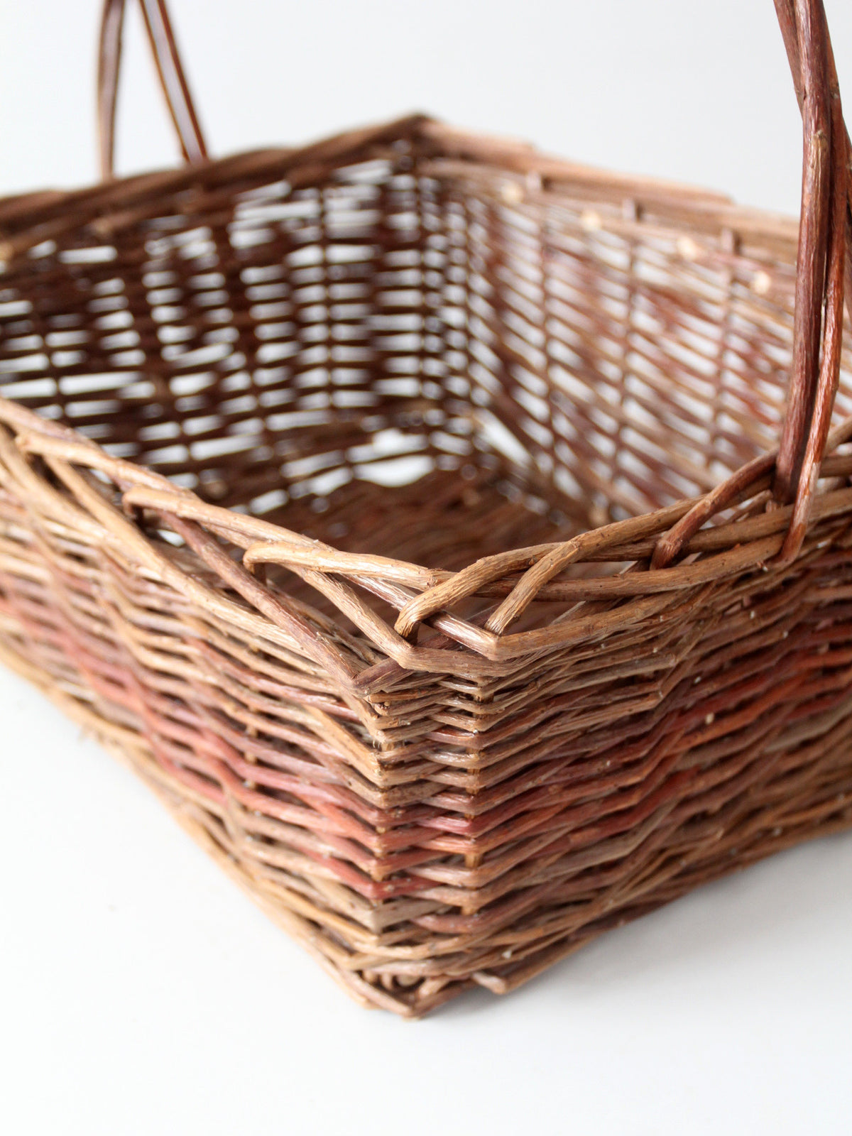 vintage rustic woven willow market basket with handle